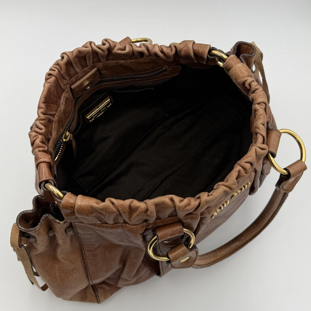 Miu Miu Vitello Leather Brown Handbag