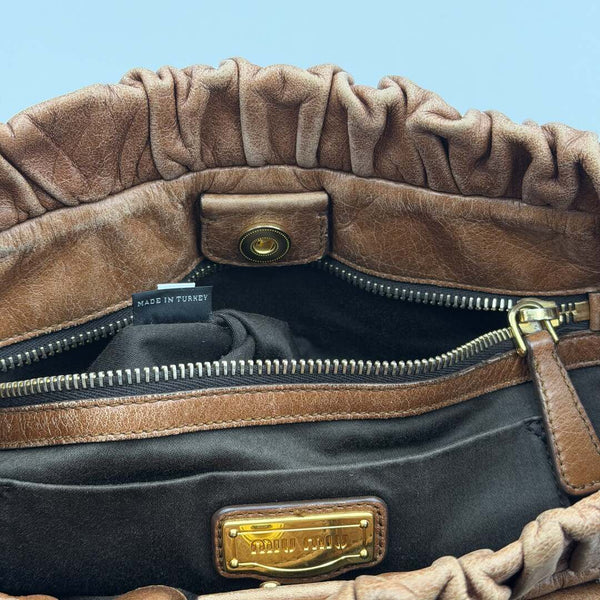 Miu Miu Vitello Leather Brown Handbag