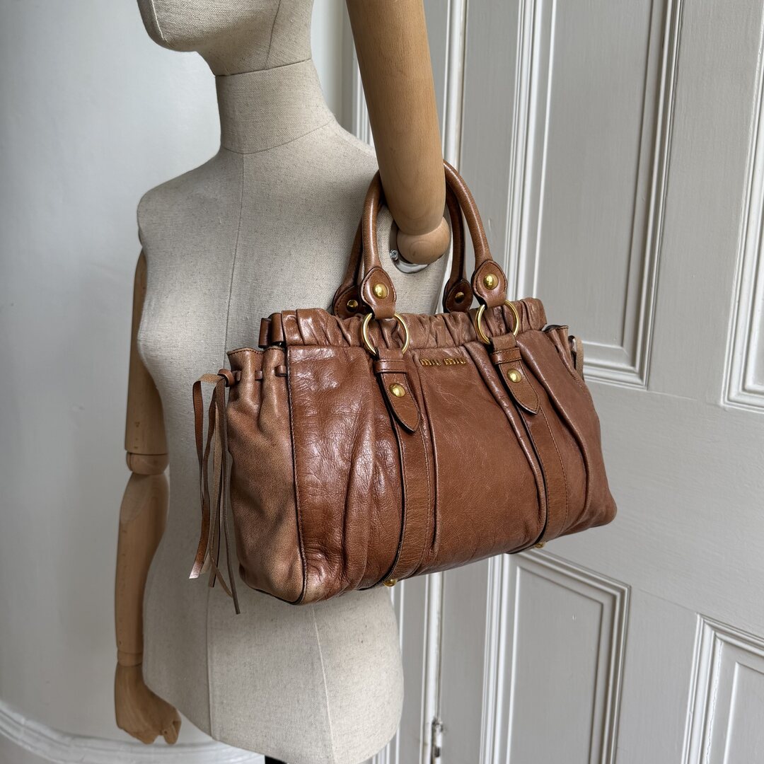 Miu Miu Vitello Leather Brown Handbag
