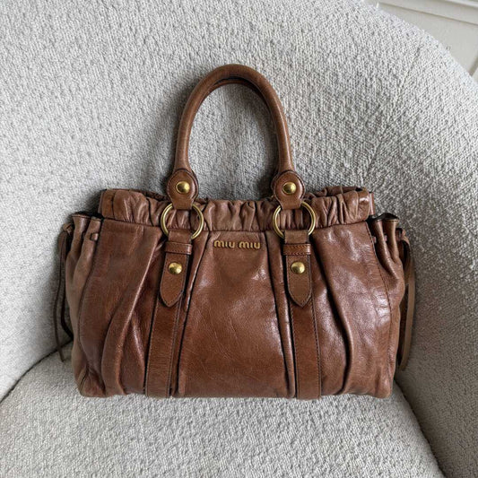 Miu Miu Vitello Leather Brown Handbag