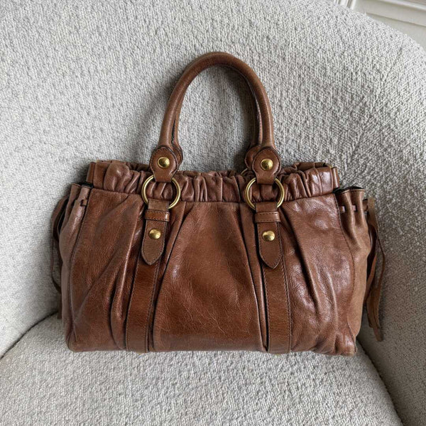 Miu Miu Vitello Leather Brown Handbag