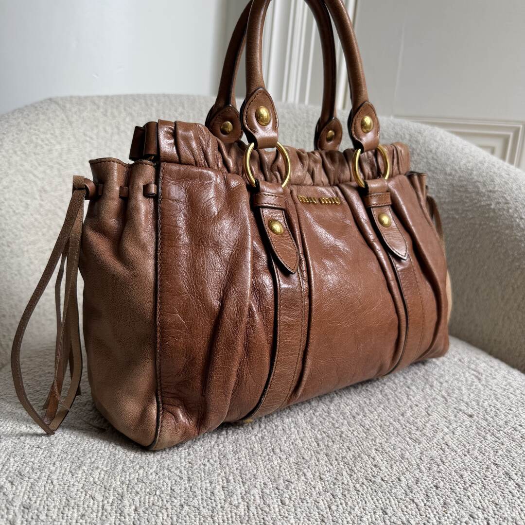 Miu Miu Vitello Leather Brown Handbag