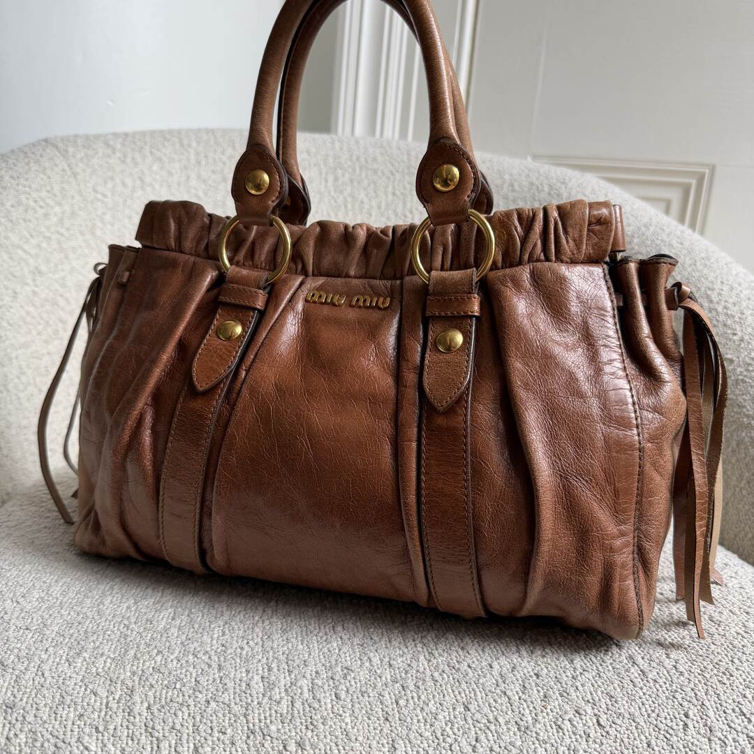 Miu Miu Vitello Leather Brown Handbag