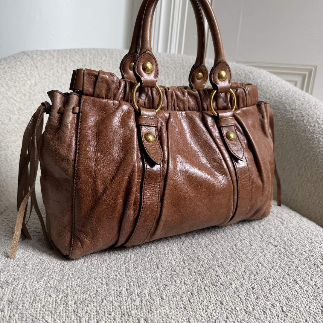 Miu Miu Vitello Leather Brown Handbag