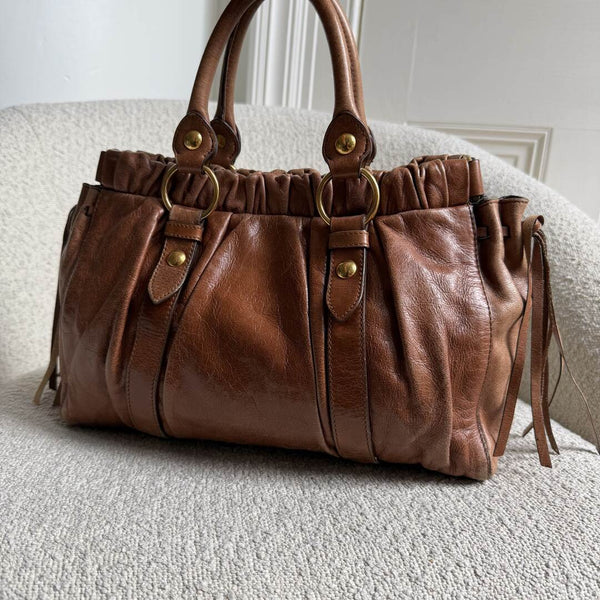 Miu Miu Vitello Leather Brown Handbag