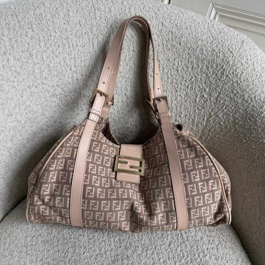 Fendi Zucchino Canvas Pink Tote Bag