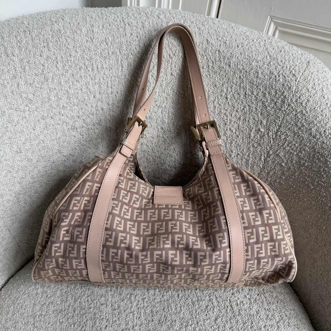 Fendi Zucchino Canvas Pink Tote Bag