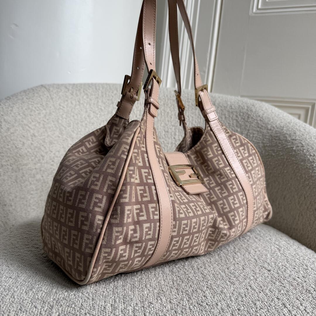 Fendi Zucchino Canvas Pink Tote Bag