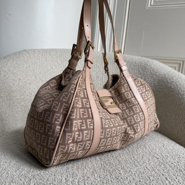 Fendi Zucchino Canvas Pink Tote Bag