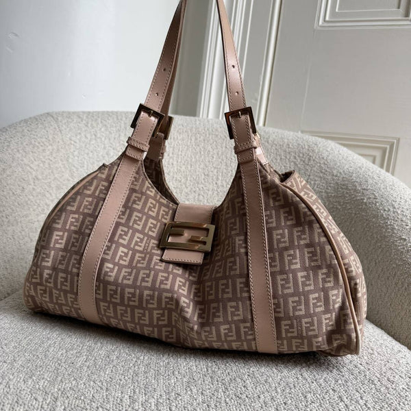 Fendi Zucchino Canvas Pink Tote Bag