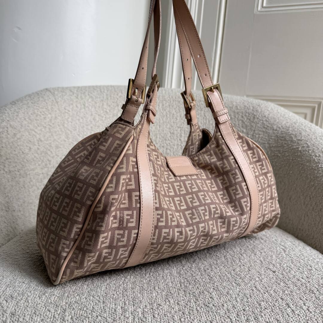 Fendi Zucchino Canvas Pink Tote Bag