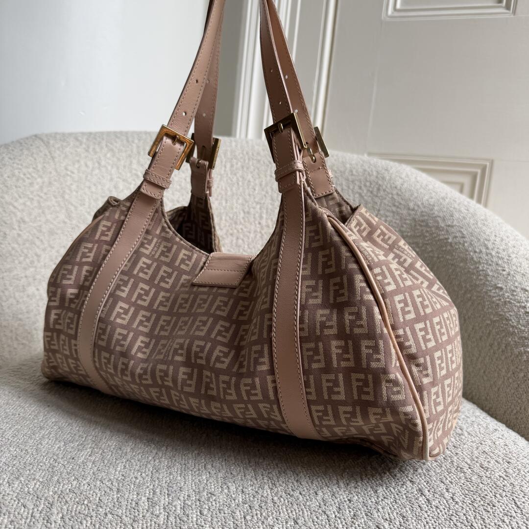 Fendi Zucchino Canvas Pink Tote Bag