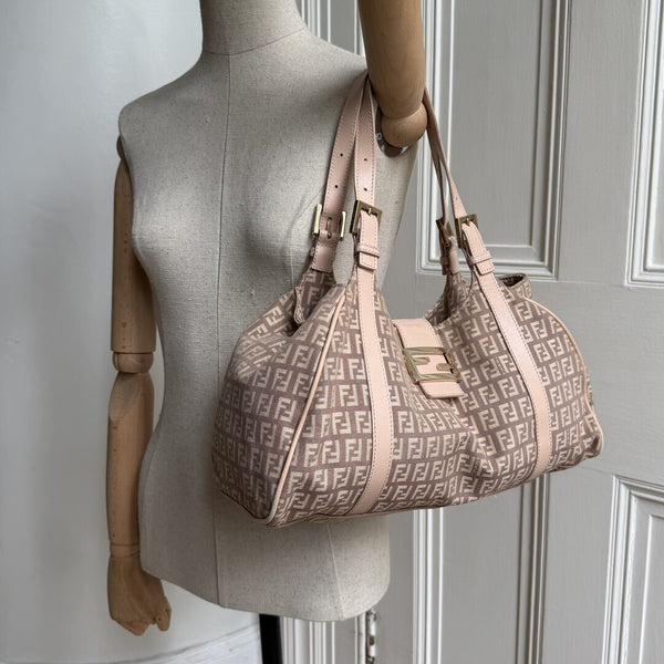 Fendi Zucchino Canvas Pink Tote Bag