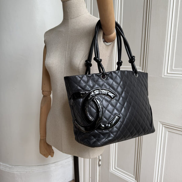 2008 Chanel Cambon Quilted Black Tote Bag