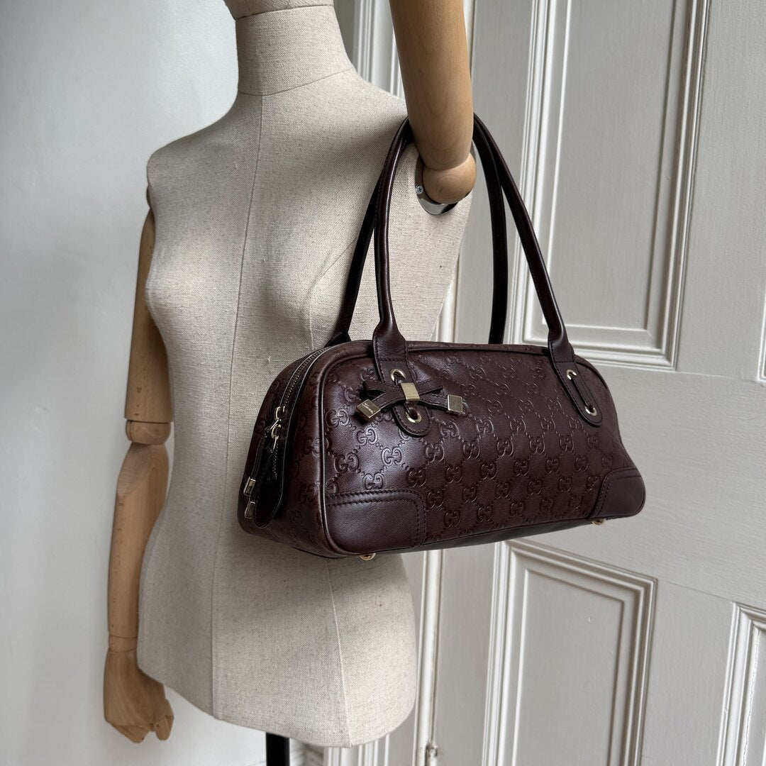 Gucci Guccissima Princy Brown Leather Shoulder Bag