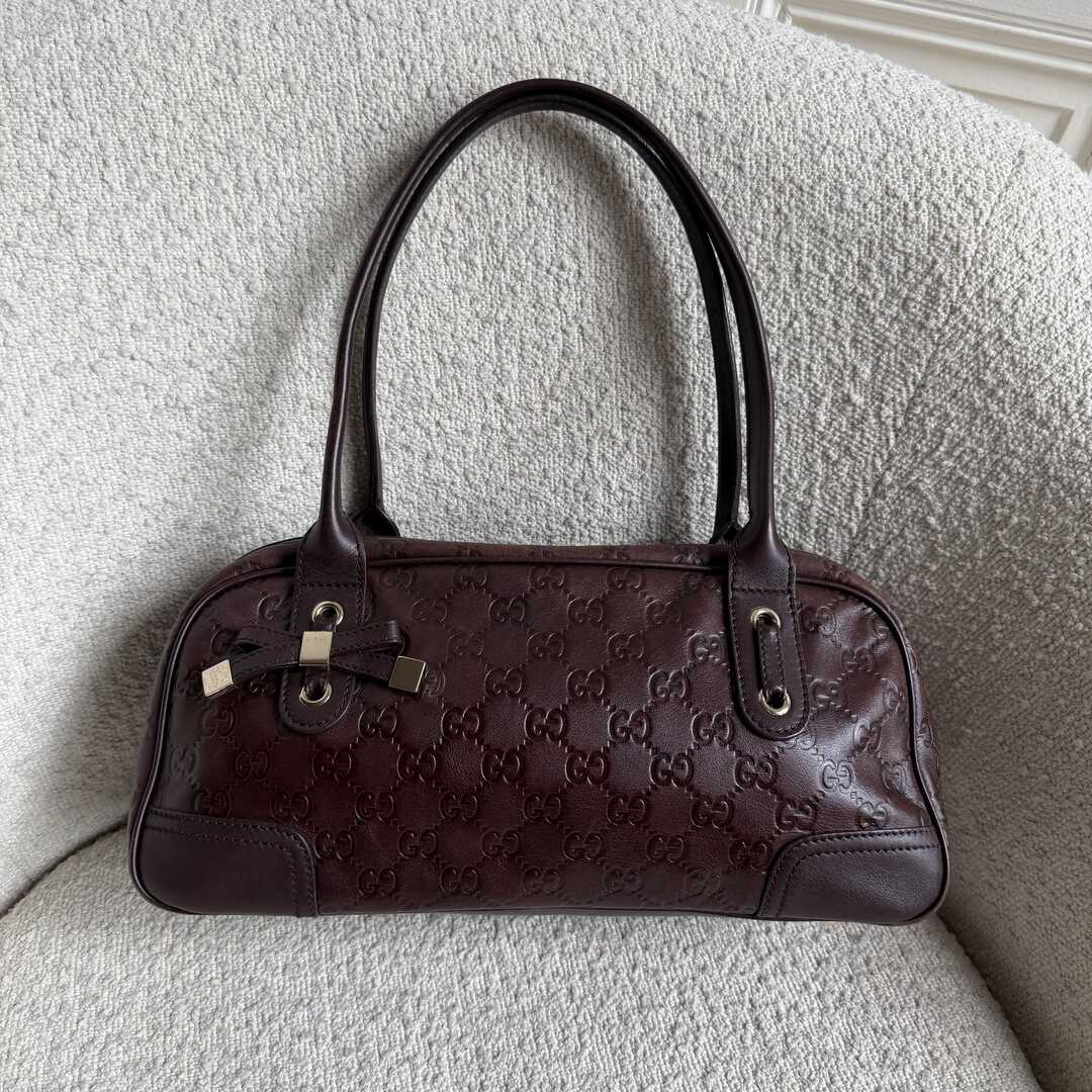 Gucci Guccissima Princy Brown Leather Shoulder Bag