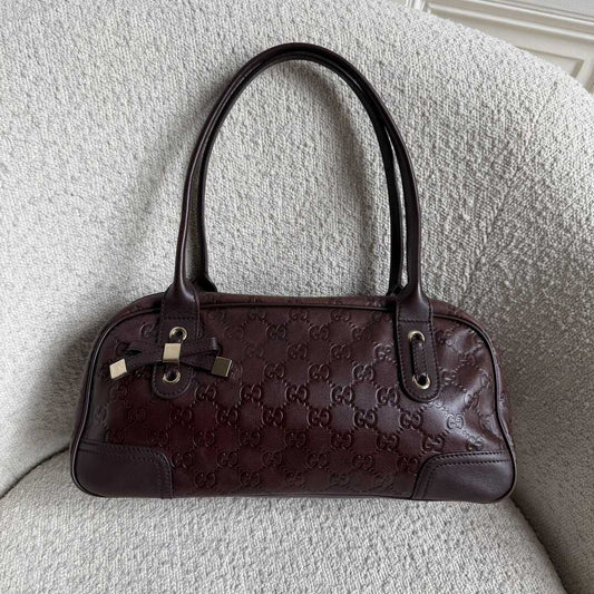 Gucci Guccissima Princy Brown Leather Shoulder Bag