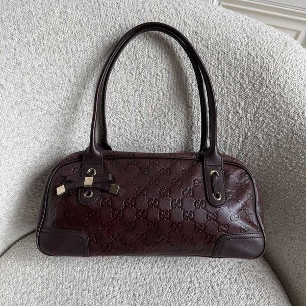Gucci Guccissima Princy Brown Leather Shoulder Bag