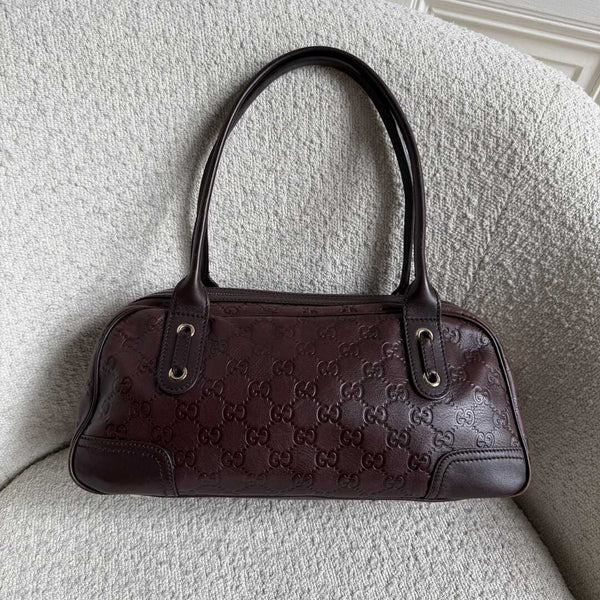 Gucci Guccissima Princy Brown Leather Shoulder Bag