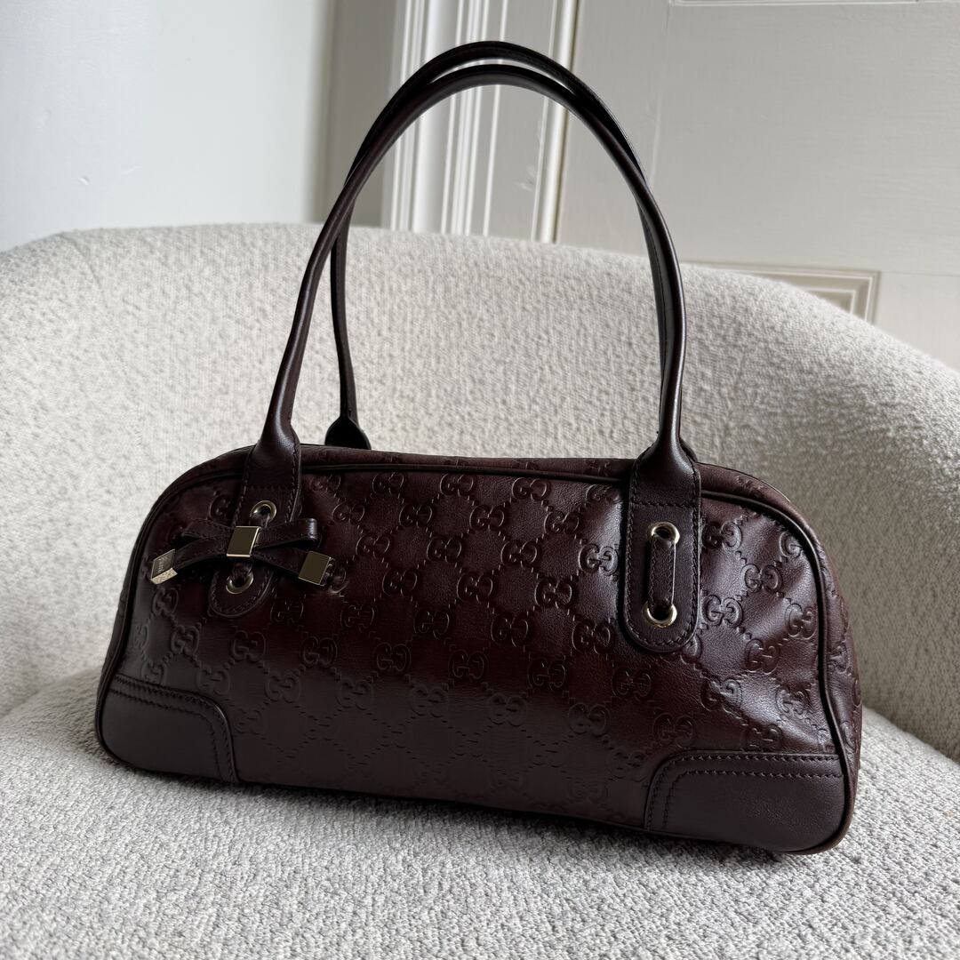 Gucci Guccissima Princy Brown Leather Shoulder Bag