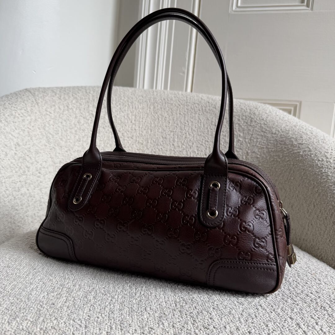 Gucci Guccissima Princy Brown Leather Shoulder Bag