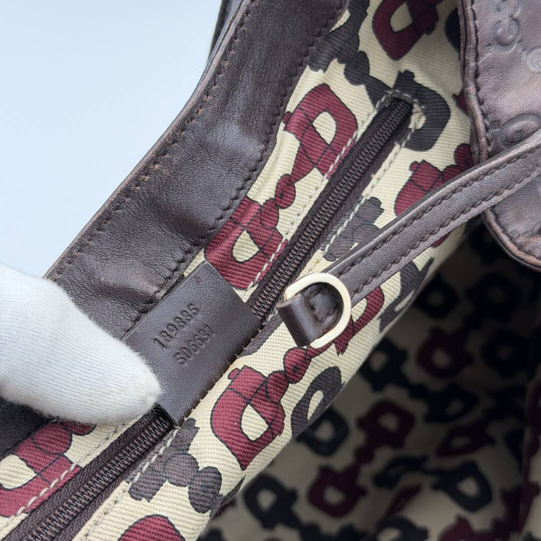 Gucci Guccissima Abbey Brown Leather Tote Bag