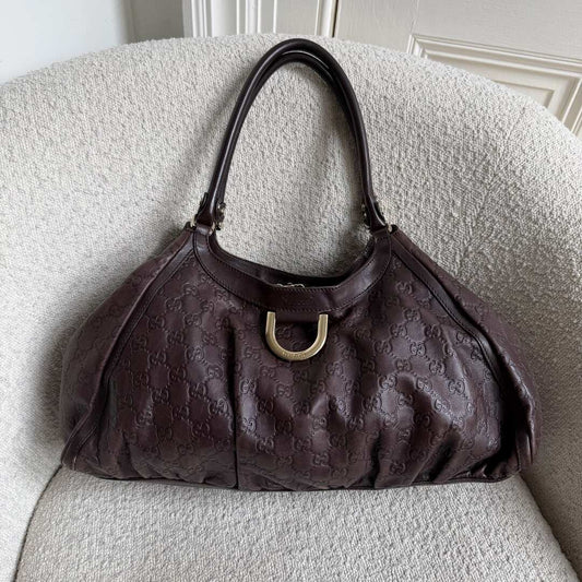 Gucci Guccissima Abbey Brown Leather Tote Bag