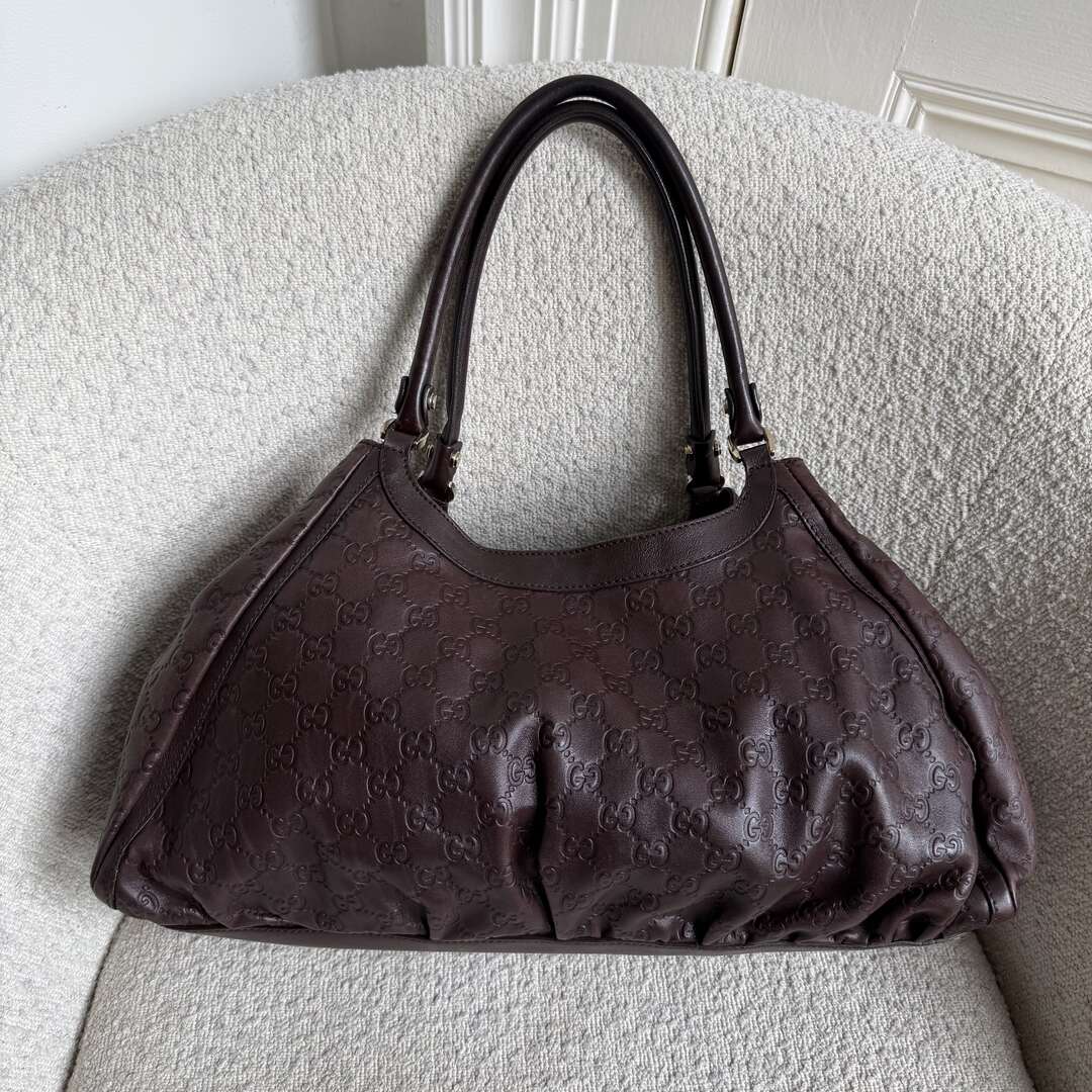 Gucci Guccissima Abbey Brown Leather Tote Bag
