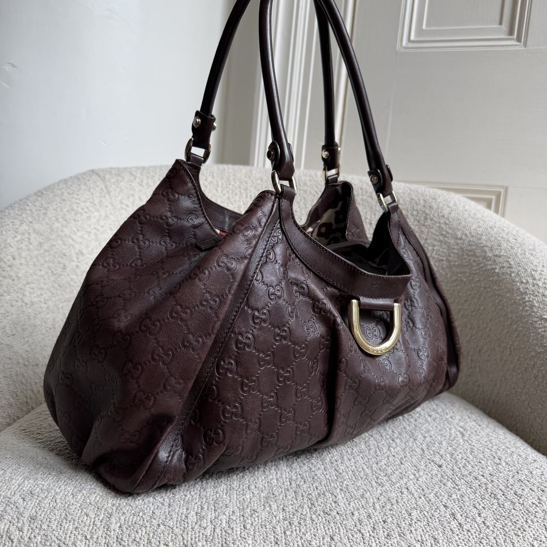Gucci Guccissima Abbey Brown Leather Tote Bag