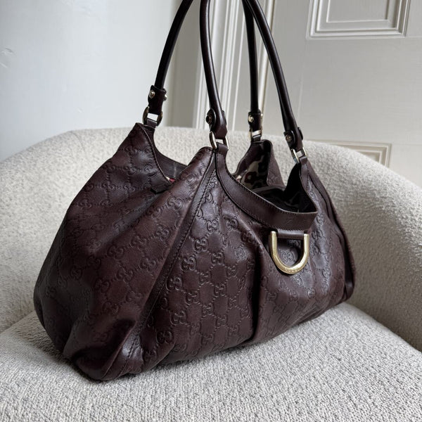 Gucci Guccissima Abbey Brown Leather Tote Bag