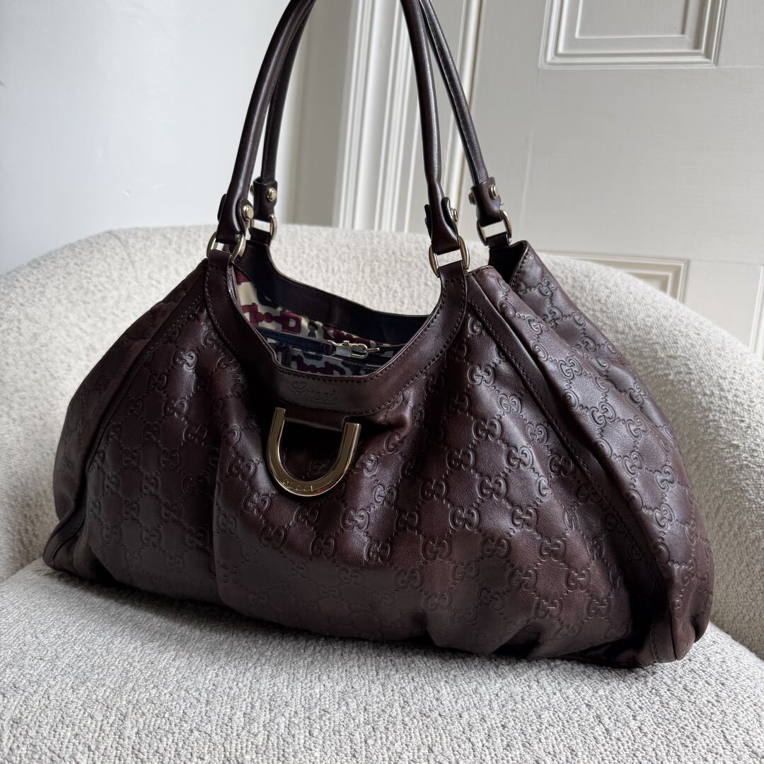 Gucci Guccissima Abbey Brown Leather Tote Bag