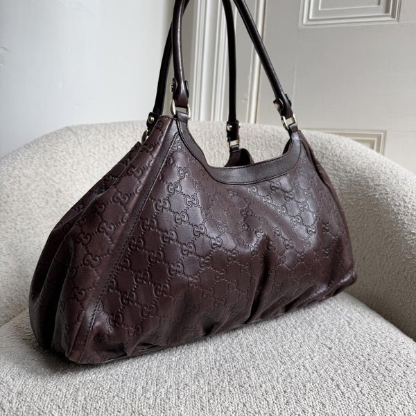 Gucci Guccissima Abbey Brown Leather Tote Bag