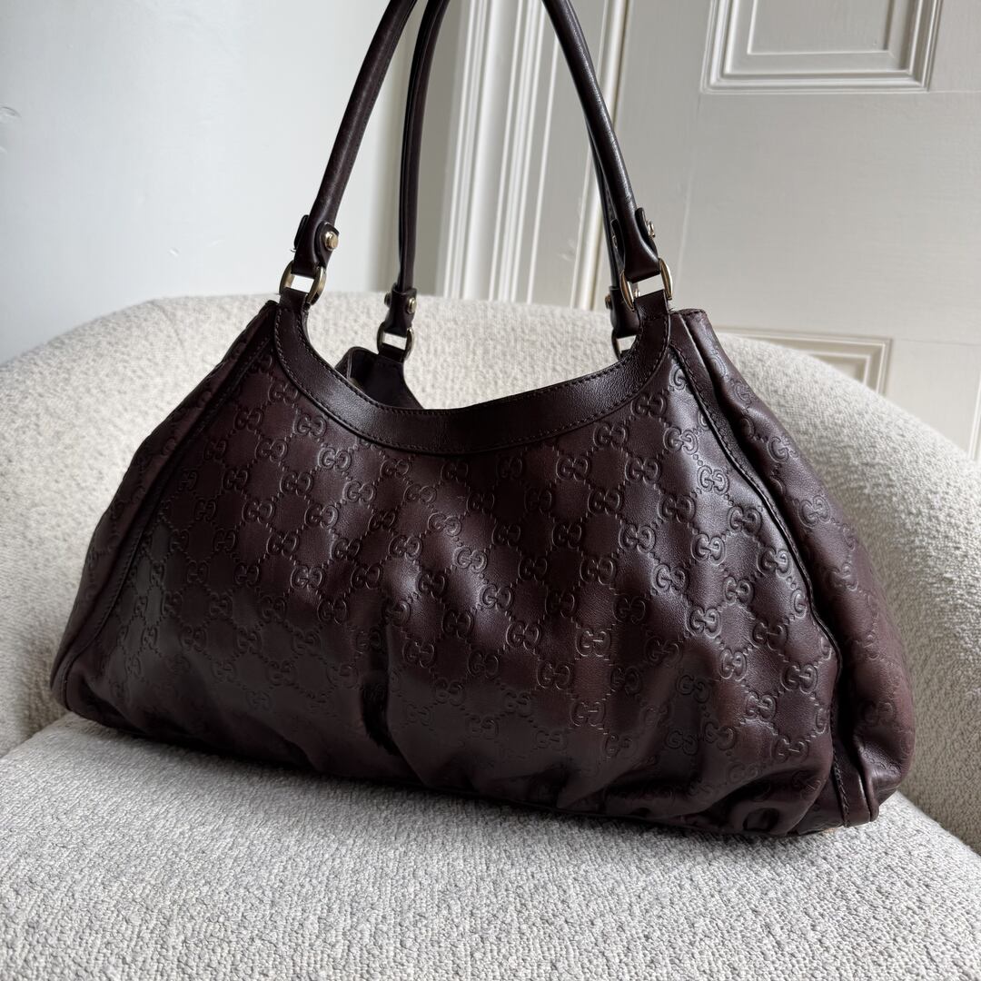 Gucci Guccissima Abbey Brown Leather Tote Bag