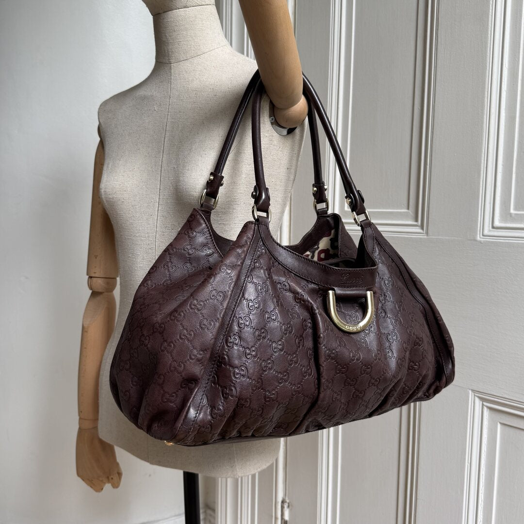 Gucci Guccissima Abbey Brown Leather Tote Bag