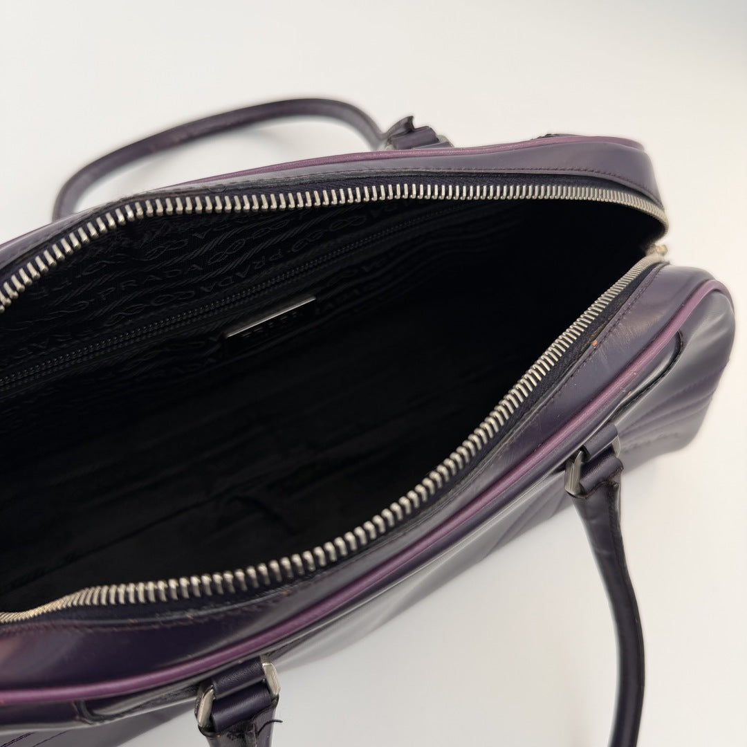 2001 Prada Vitello Drive Purple Leather Handbag