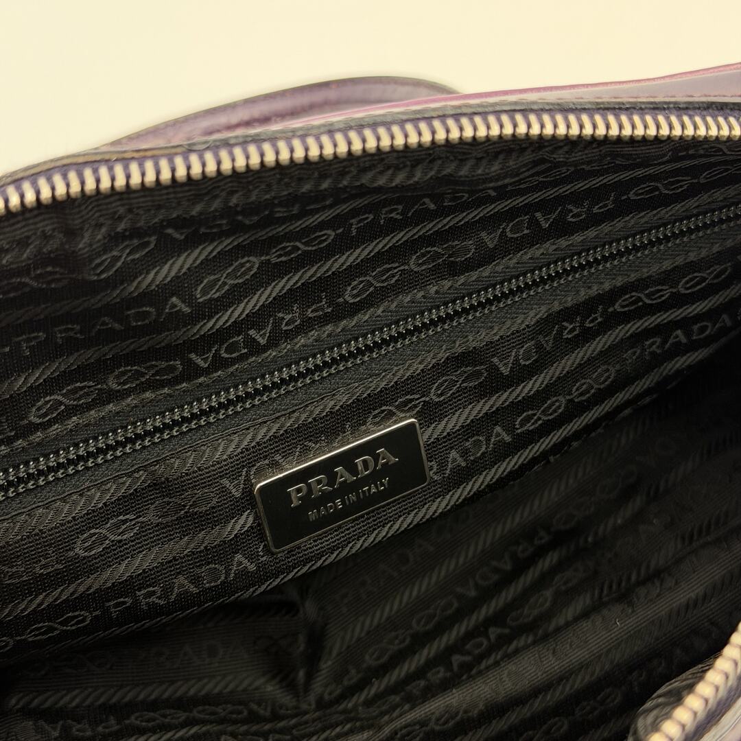 2001 Prada Vitello Drive Purple Leather Handbag