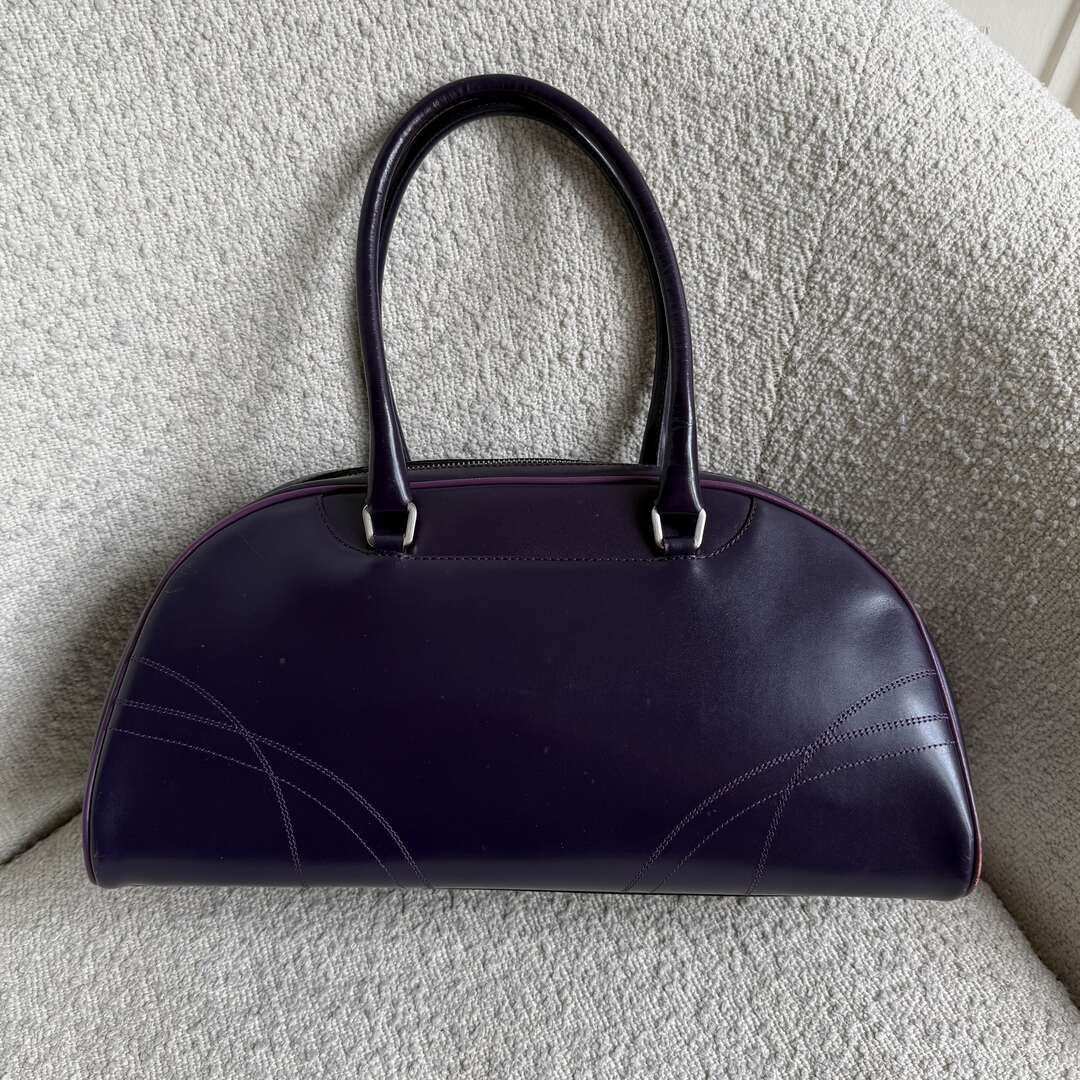 2001 Prada Vitello Drive Purple Leather Handbag