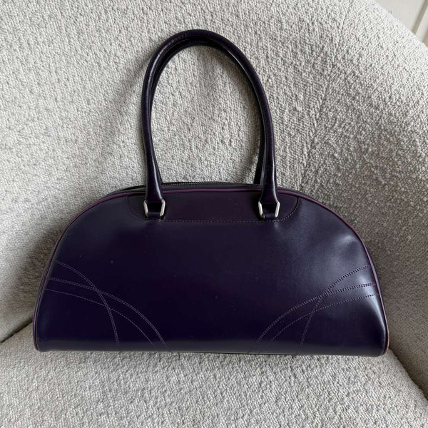 2001 Prada Vitello Drive Purple Leather Handbag