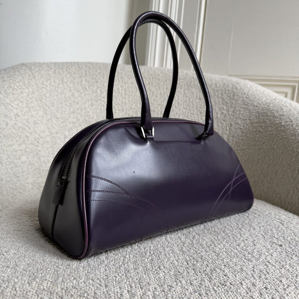 2001 Prada Vitello Drive Purple Leather Handbag
