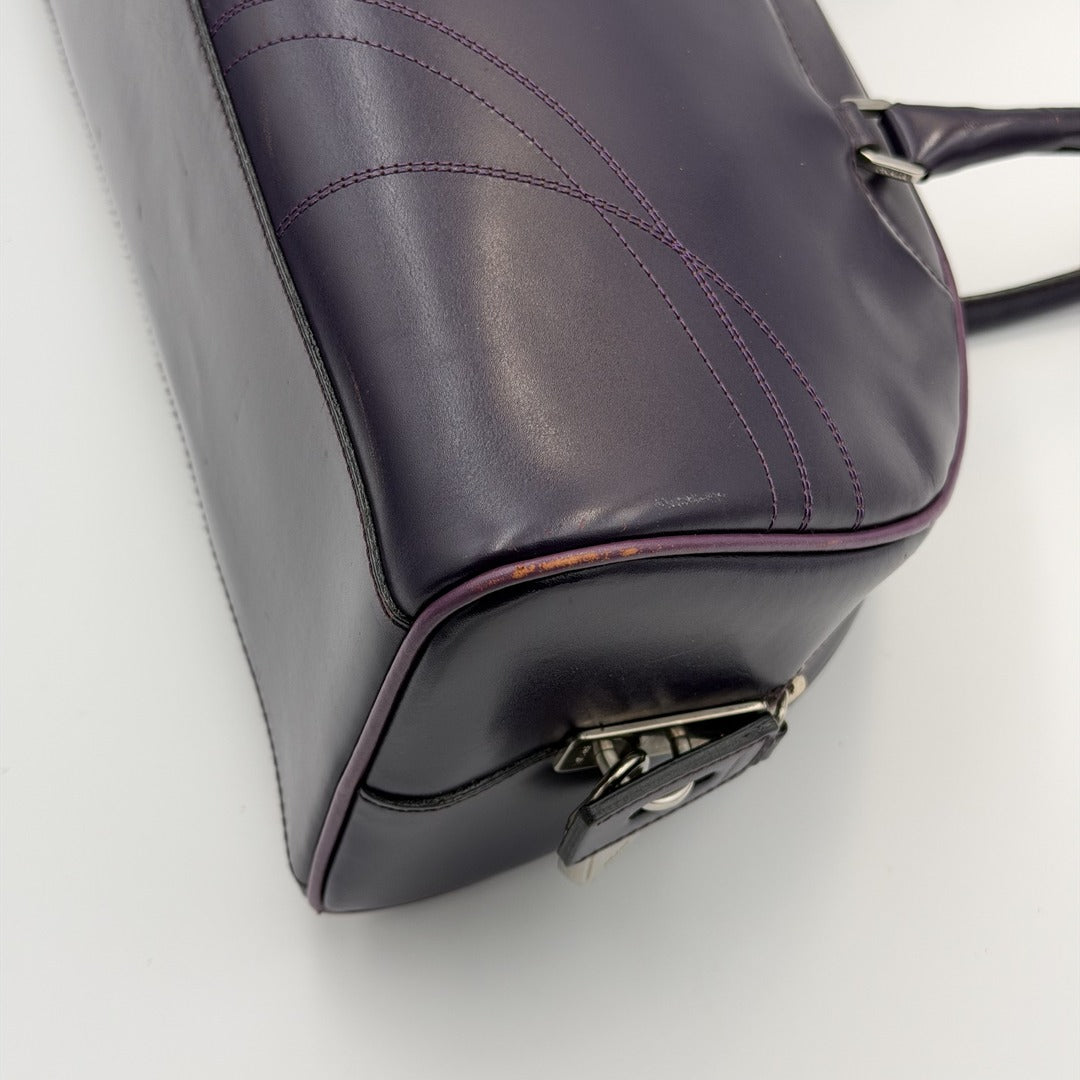 2001 Prada Vitello Drive Purple Leather Handbag