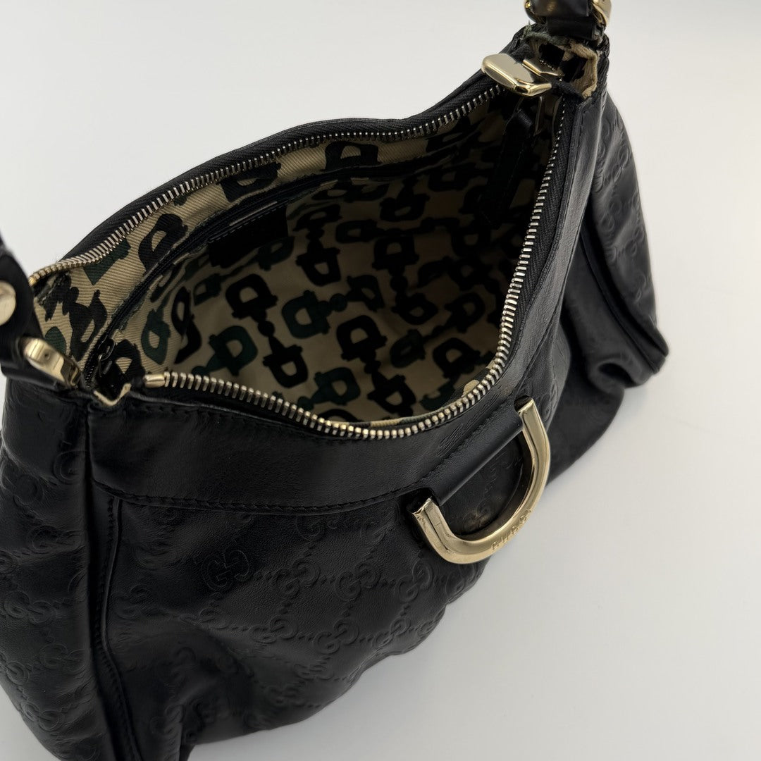 Gucci Guccissima Abbey Leather Black Shoulder Bag