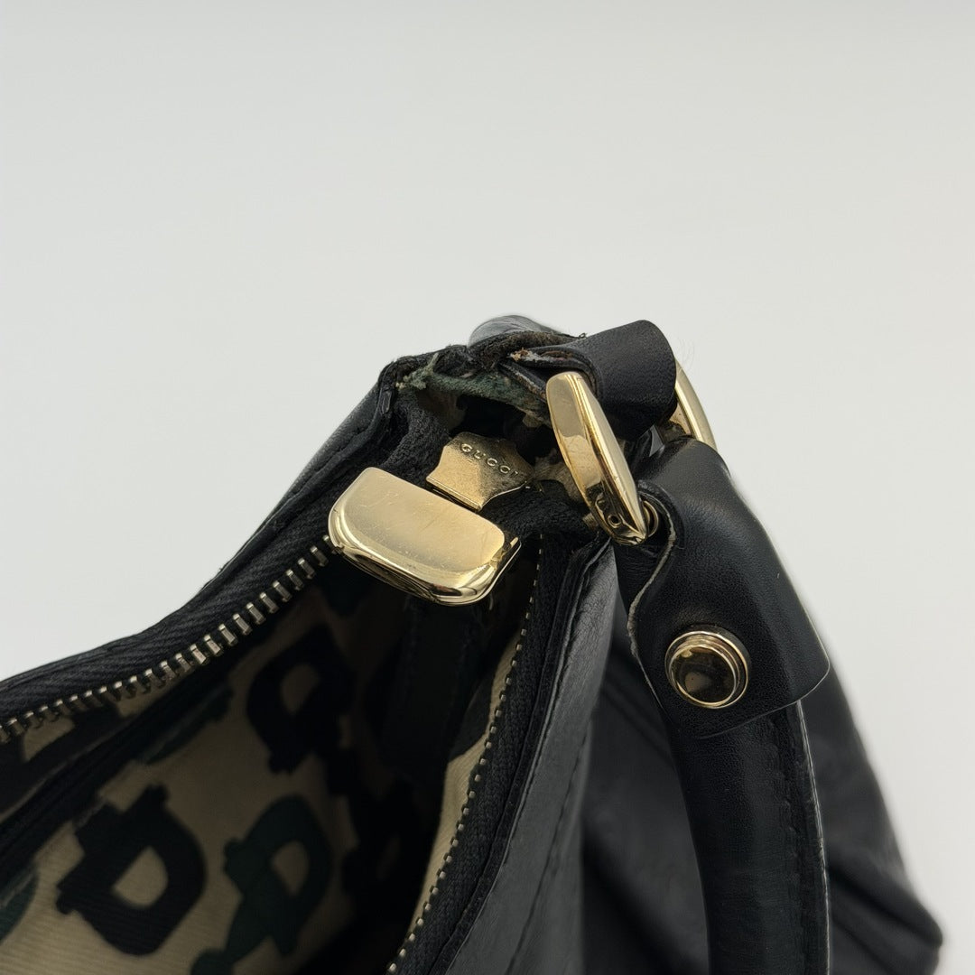 Gucci Guccissima Abbey Leather Black Shoulder Bag