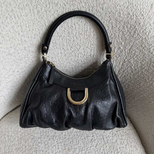 Gucci Guccissima Abbey Leather Black Shoulder Bag
