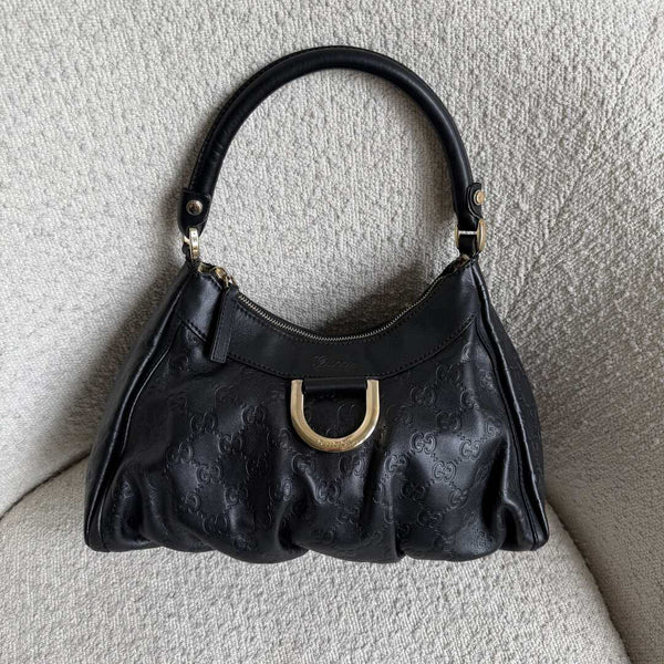 Gucci Guccissima Abbey Leather Black Shoulder Bag
