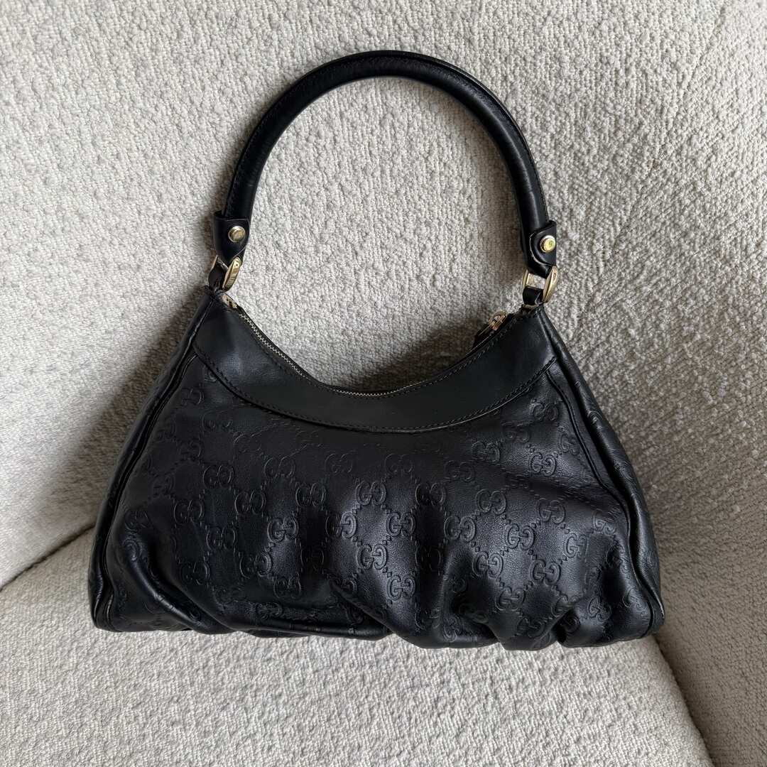 Gucci Guccissima Abbey Leather Black Shoulder Bag