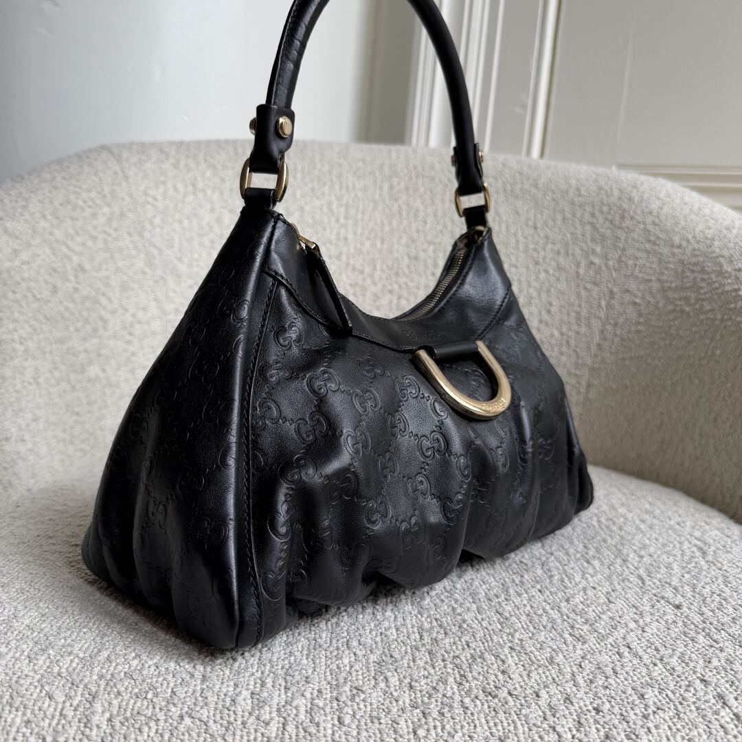 Gucci Guccissima Abbey Leather Black Shoulder Bag