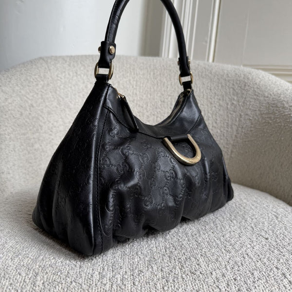 Gucci Guccissima Abbey Leather Black Shoulder Bag