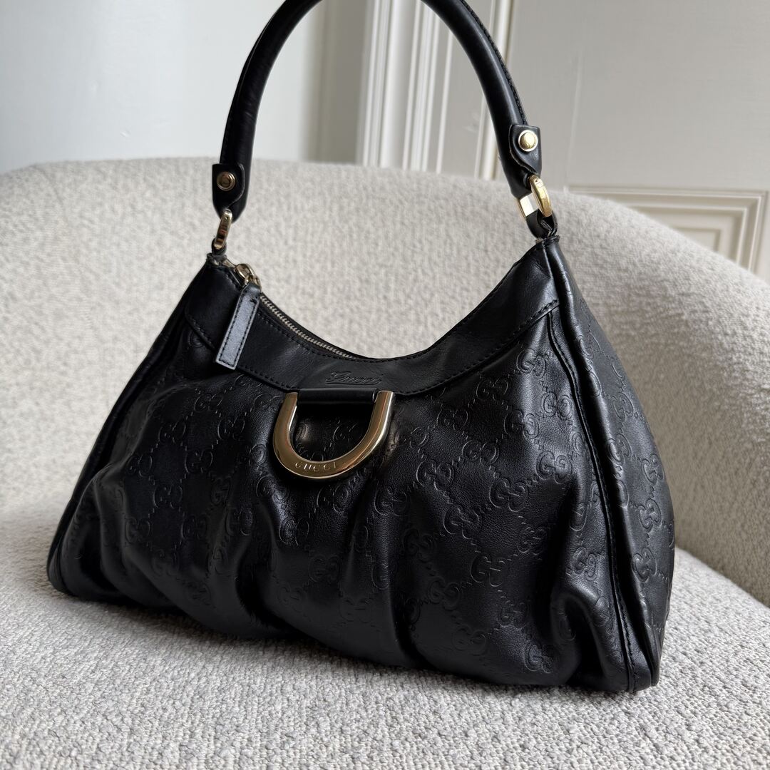 Gucci Guccissima Abbey Leather Black Shoulder Bag