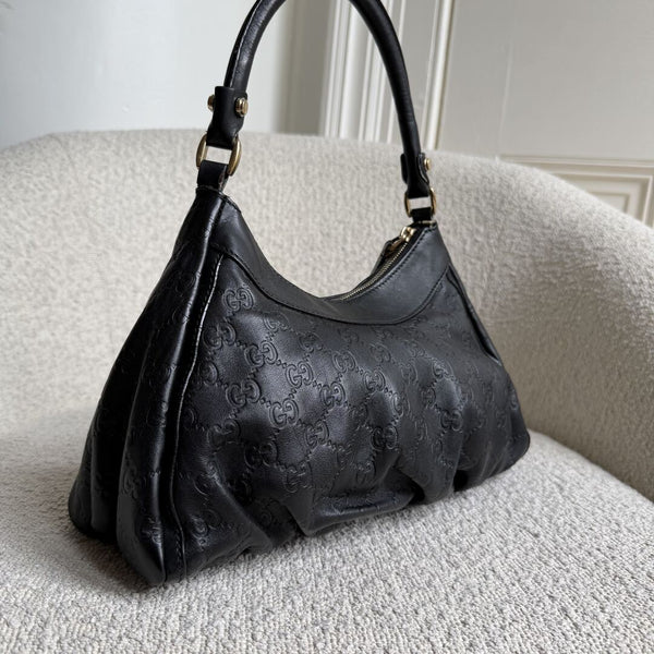 Gucci Guccissima Abbey Leather Black Shoulder Bag