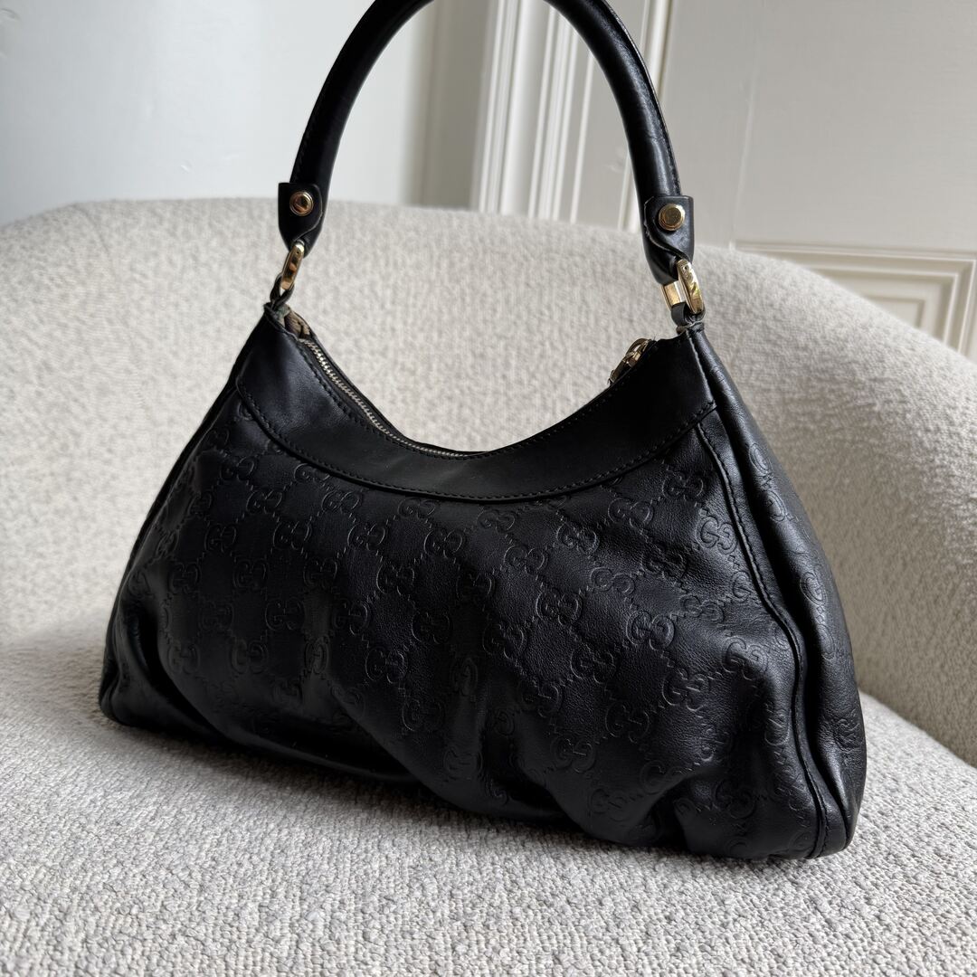 Gucci Guccissima Abbey Leather Black Shoulder Bag
